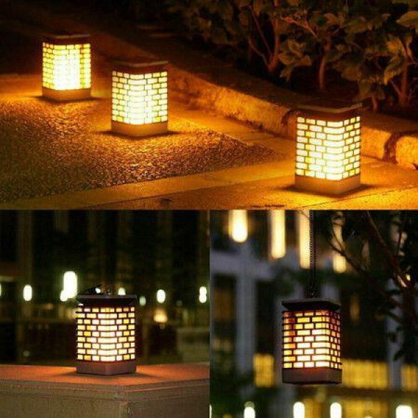 2pcs LED Solar Flame Lights Flickering Outdoor Hanging Lantern Led Solar Garden Light Flame Torch Lamp Decor Lighting