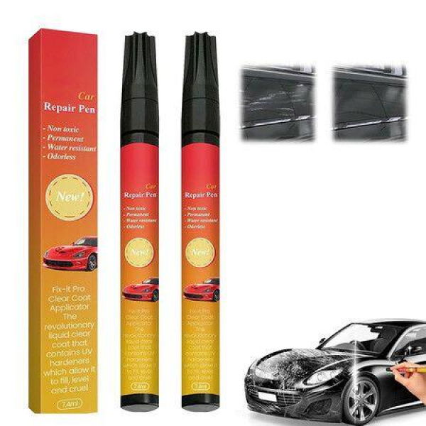 2Pcs Magic Car Scratch Removal Pen, Black Cars Magic Pen for Car Scratches and Weatherproof Touch Up Paint Pen Car Scratch Remover Pen