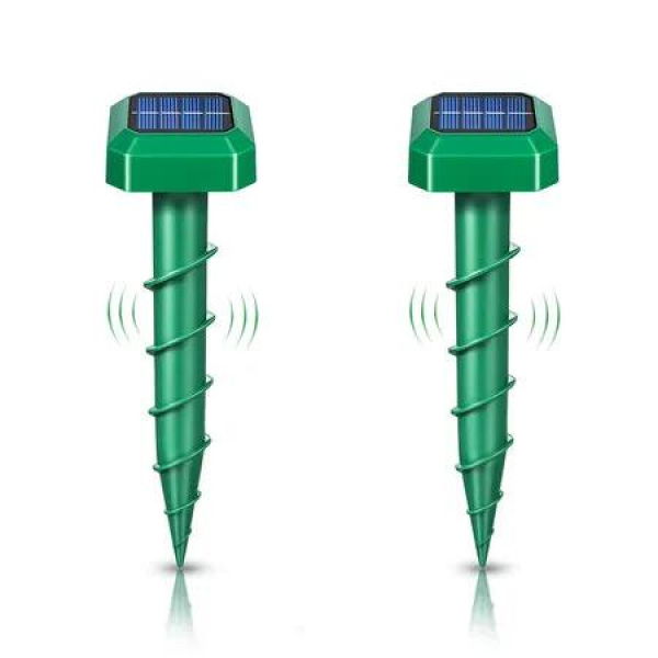 2Pcs Mole Repellent Solar Powered Skunk Snake Repellent for Yard Ultrasonic Deterrent Gopher Repellent for Lawn Garden