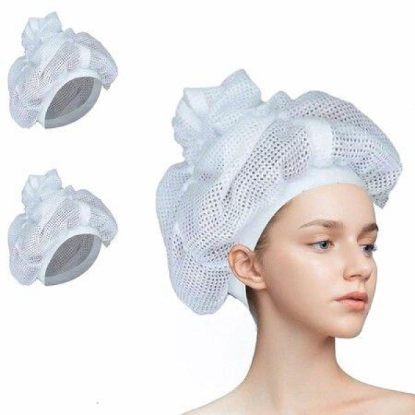 2Pcs Net Plopping Cap For Drying Curly Hair With Drawstring, Net Plopping Bonnet