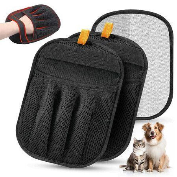 2Pcs Pet Hair Removal Glove for Cats and Dogs, Newly Upgraded Five Finger Electrostatic Pet Hair Gloves for Couch, Clothing, Car Seat, Carpet