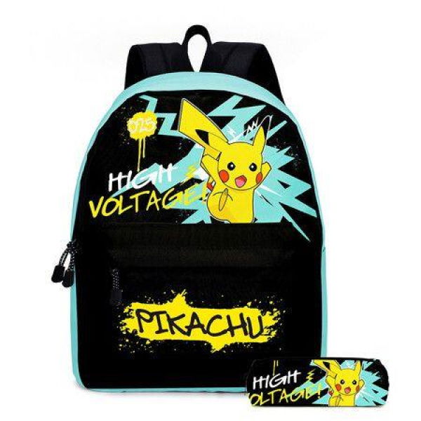 2PCS Pokemon Pikachu Backpack Kids Shoulder Bag Pencil Case for Teenager Kid Student