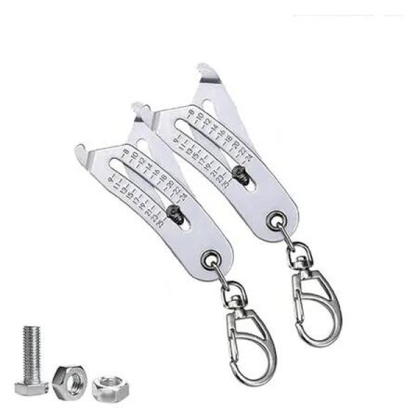 2Pcs Portable Precision Thread Size Checker Keychain, Mini Bol Thead Size Finder Tool, Nut and Bolt identifier Thread Gauge Keychain for Automotive