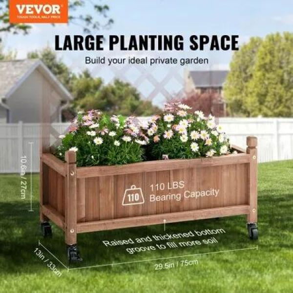 2PCS Raised Garden Bed with Trellis, 60'x13'x61.4' Outdoor Raised Wood Planters with Drainage Holes, Free-Standing Trellis Planter Box for Vine Climbing Plants Flowers in Garden, Patio, Balcony