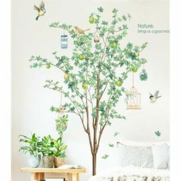 2PCS Self-Adhesive Plant Wall Murals DIY Wall Stickers With Green Trees 90x60cm