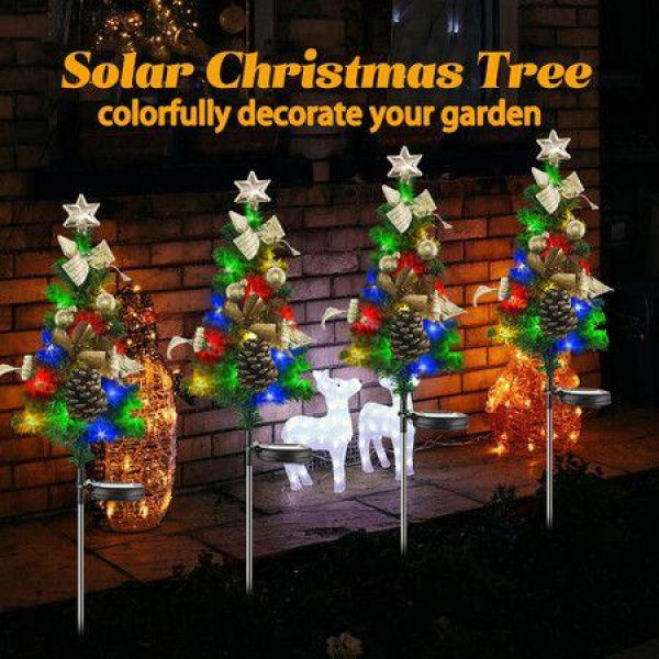 2pcs Solar Christmas Tree Led Light Decorations Outdoor Wall Lamp Waterproof Garden Patio New Year Party Christmas Gift