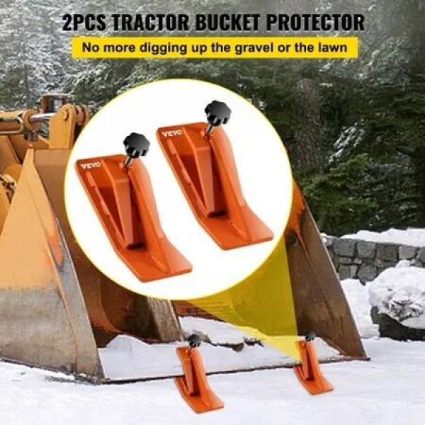 2pcs Tractor Bucket Protector Ski Edge Tamer Protector Snow Removal Orange