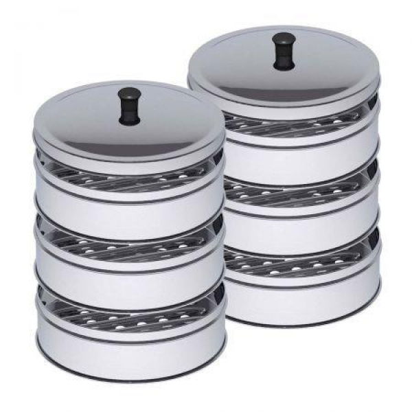 2X 3 Tier Stainless Steel Steamers With Lid Work Inside Of Basket Pot Steamers 25cm