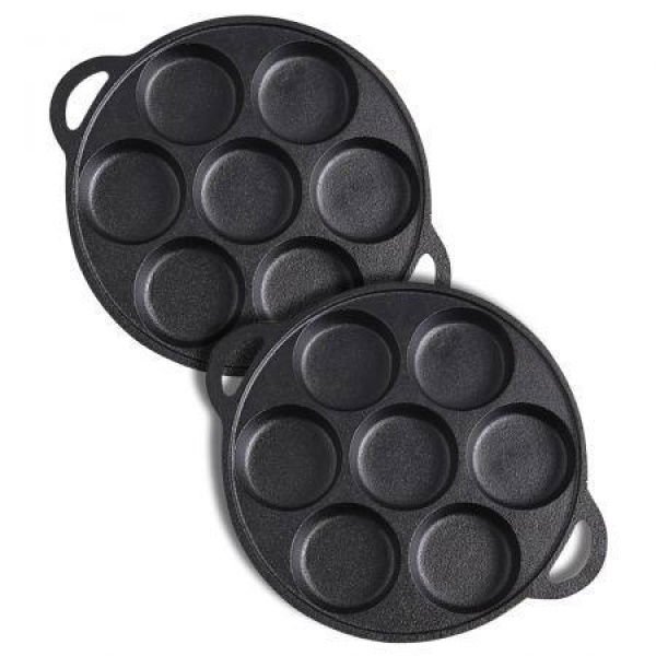 2X 31.5cm Cast Iron Takoyaki Fry Pan Octopus Balls Maker 7 Hole Cavities Grill Mold