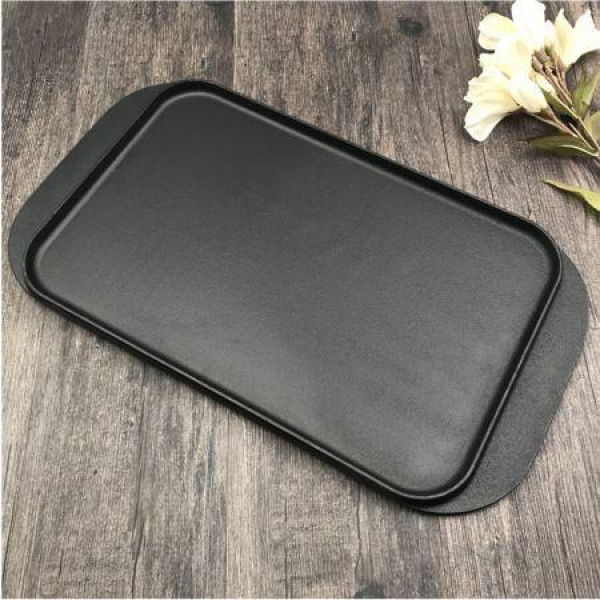 2X 47cm Cast Iron Ridged Griddle Hot Plate Grill Pan BBQ Stovetop