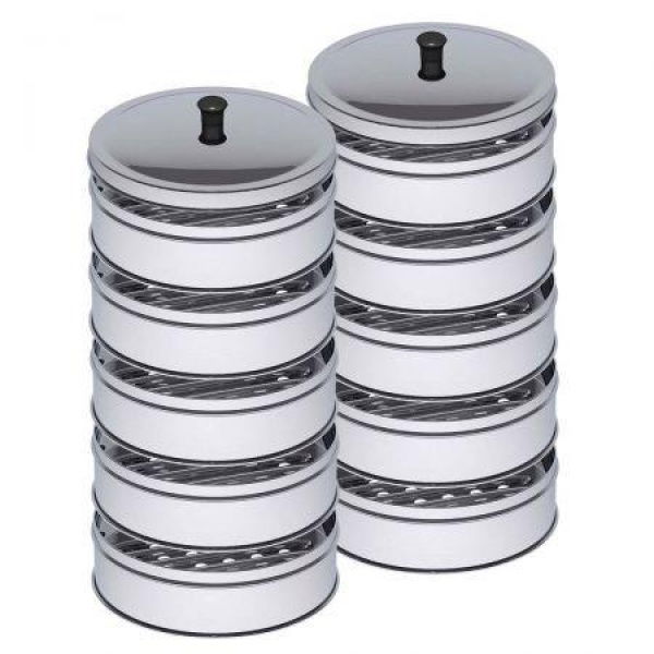 2X 5 Tier Stainless Steel Steamers With Lid Work Inside Of Basket Pot Steamers 25cm