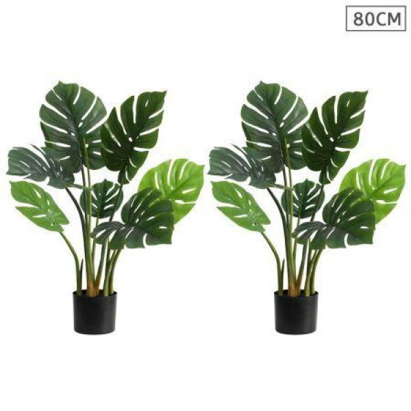 2X 80cm Artificial Indoor Potted Turtle Back Fake Decoration Tree Flower Pot Plant