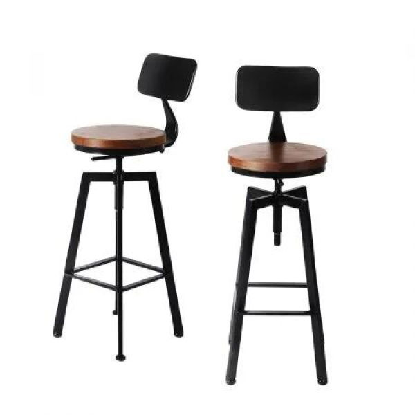 2x Bar Stool Kitchen Wooden Metal