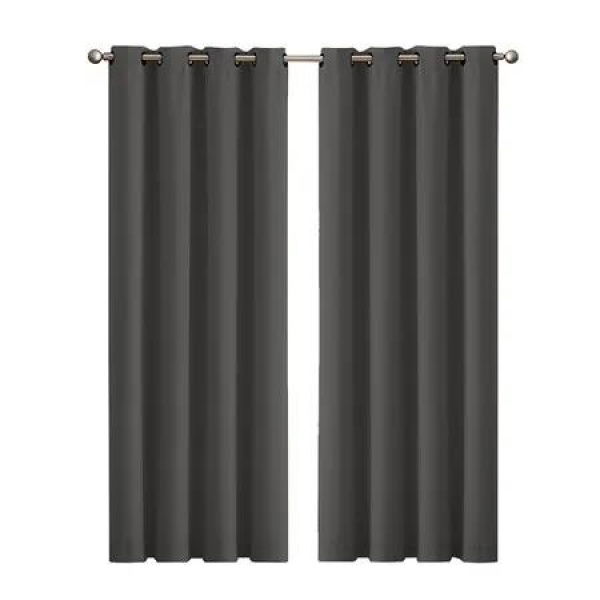 2x Blockout Curtains Panels 3 Layers Charcoal