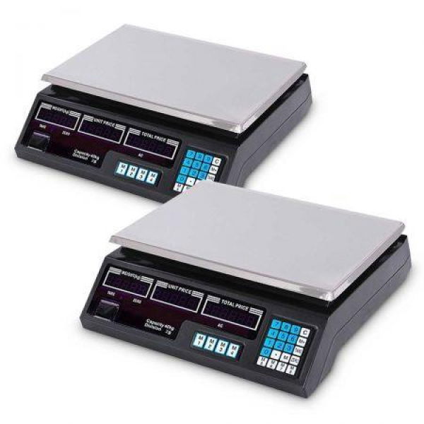 2x Digital Commercial Kitchen Scales Shop Electronic Weight Scale Food 40kg