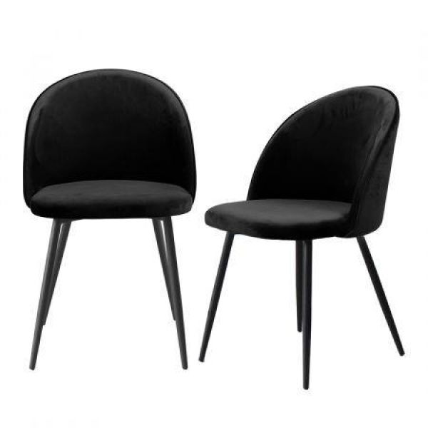 2x Dining Chairs Kitchen Cafe Black