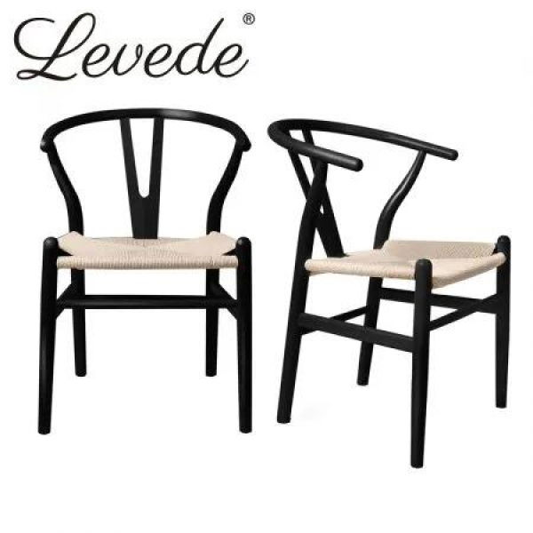 2x Dining Chairs Wooden Hans Black