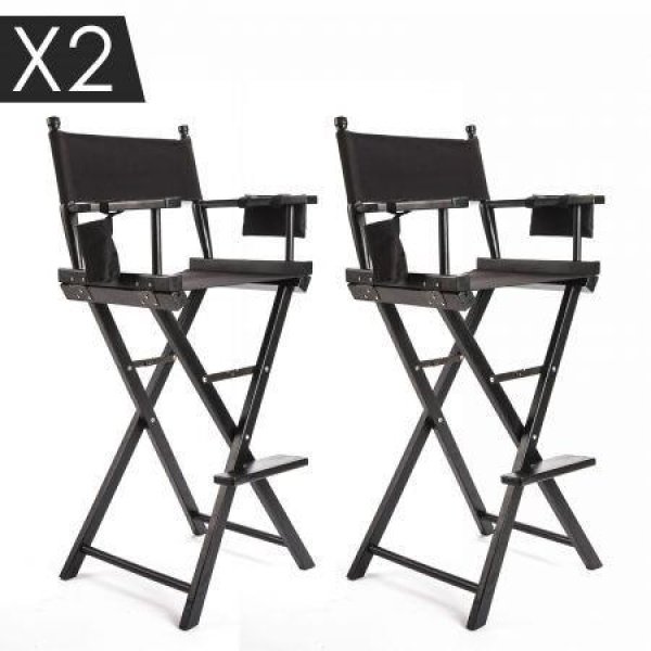 2X Director Movie Folding Tall Chair 77cm DARK HUMOR