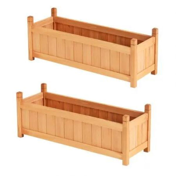 2x Green Fingers Garden Bed 90x30x33cm Wooden Planter Box Raised Container Growing