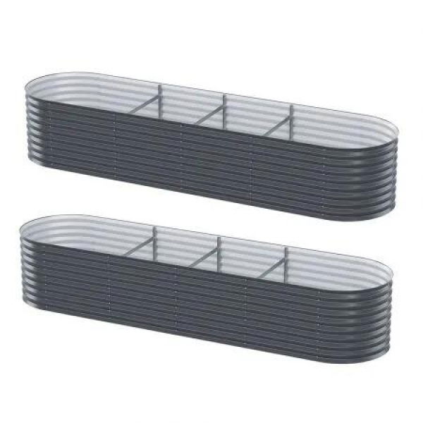 2x Green Fingers Raised Garden Bed 320X80X56cm Oval Planter Box