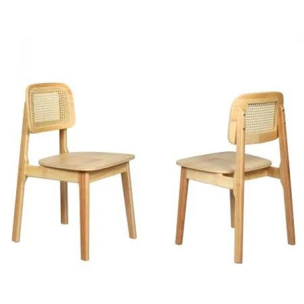 2x Rattan Dining Chair Wooden Kitchen Chair