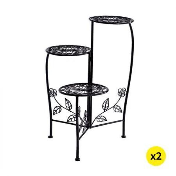 2X Wrought Iron Outdoor Indoor Flower Black 2 Pack