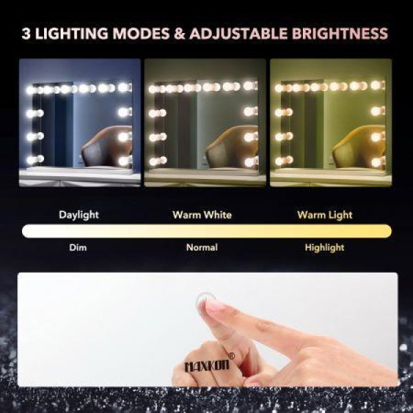 3-Color Light Hollywood Makeup Vanity Mirror With 10X Magnifying Mirror Perfect For Dressing And Grooming.
