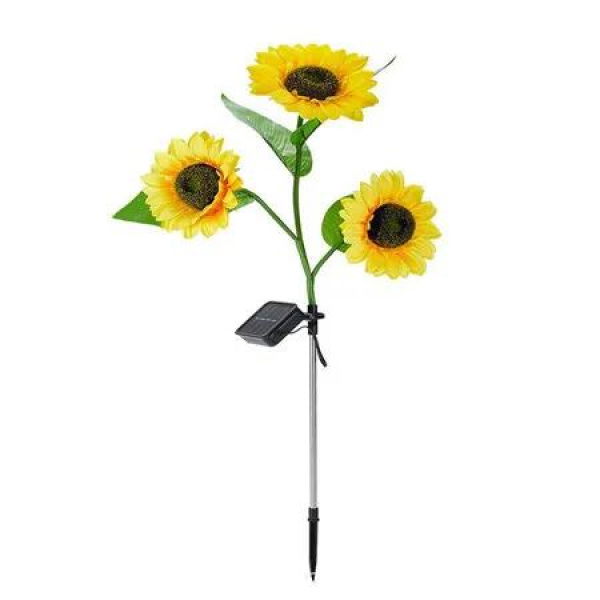 3 Head Solar Sunflower Lamp Warm Light with Flashing, Outdoor Garden Balcony Decoration Simulated Sunflower Night Light