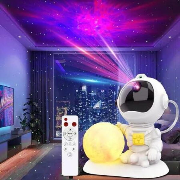 3 in 1 Astronaut Star Galaxy Projector with 3.5 inch Moon Lamp and 360 Degree Rotatable Projection, Remote,Timer for Room Decor Aesthetic