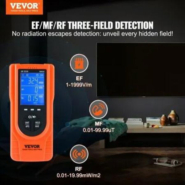 3-in-1 EMF Meter 5Hz - 3.5GHz Handheld Rechargeable Electromagnetic Field Radiation Detector Digital LCD EMF Tester for EF MF RF Home Inspections