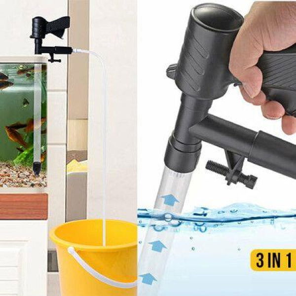 3 In 1 Fish Tank Vacuum Cleaner Tool Quick Siphon Water Changer With Air-Pressing Button For Filtering Changing Aquarium Water Cleaning Sand