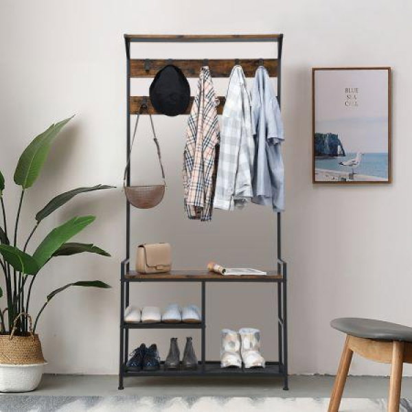 3-In-1 Multifunctional Coat Rack Stand With Storage Shelf For Entryway