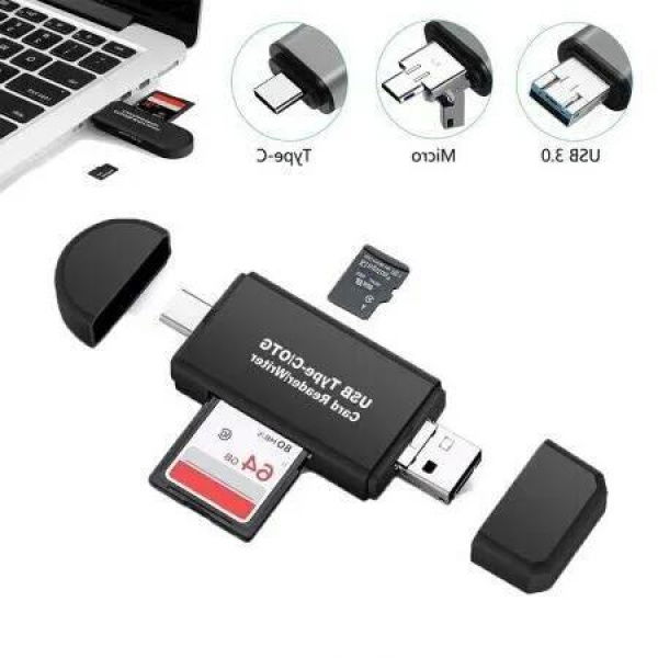 3-in-1 OTG Card Reader for Type-C and Micro-USB Devices: Easily Transfer Files Between Your Devices and Memory Cards