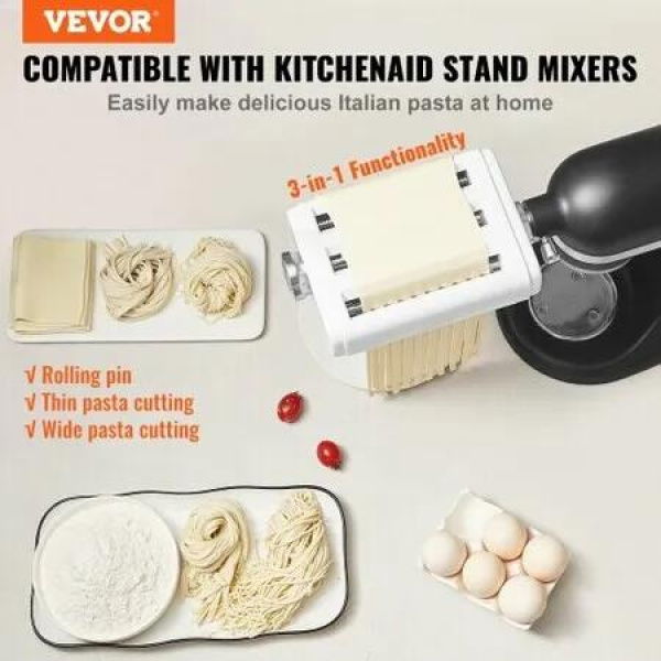 3-IN-1 Pasta Attachment for KitchenAid Stand Mixer Pasta Roller Cutter Set