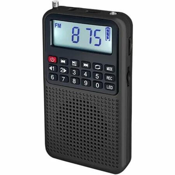 3 in 1 Portable Radio AM FM MP3 Player Voice Recorder,Multi-Function Excellent Reception and Rechargeable Battery Small Receiver with Bluetooth Emergency Flashlight (Black)