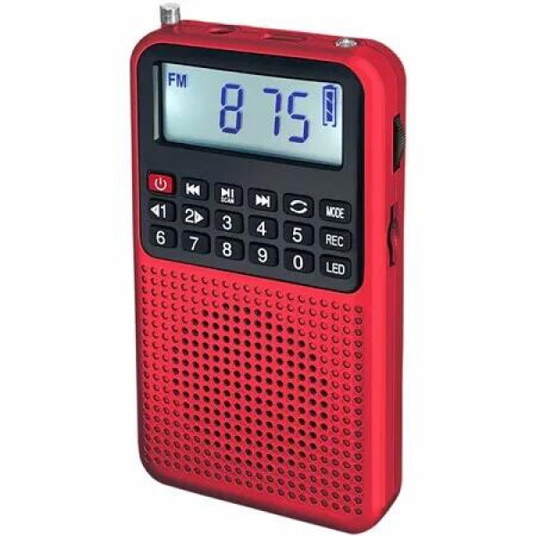 3 in 1 Portable Radio AM FM MP3 Player Voice Recorder,Multi-Function Excellent Reception and Rechargeable Battery Small Receiver with Bluetooth Emergency Flashlight for Outdoors (Red)