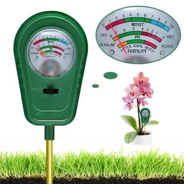 3 In 1 Soil Test Kit,Soil Moisture Meter/Soil ph Meter/Fertility Soil Tester,Soil Hygrometer,Lawn Care Moisture Meter (No Battery Needed)
