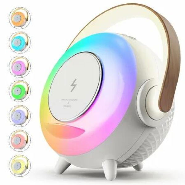 3 in 1 Wireless Bluetooth Speaker with Portable Charging,RGB Night Light and Phone Holder,Ambient Lamp