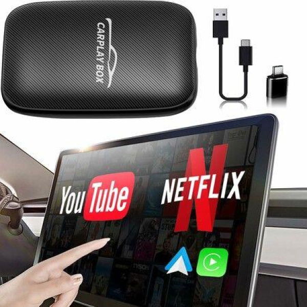 3 in 1 Wireless Carplay and Android Auto Adapter with Netflix YouTube Support TF Card Only for Original Car Models After 2016 with Wired Carplay