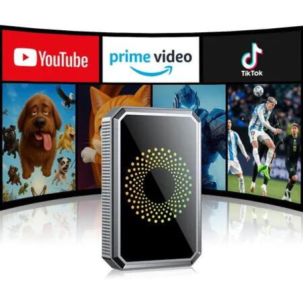 3 in 1 Wireless Carplay Android Auto Adapter Built in Net Flix YouTube Apps Magic AI Box Video Player with Dual-Band WiFi USB Drive for Play Cars