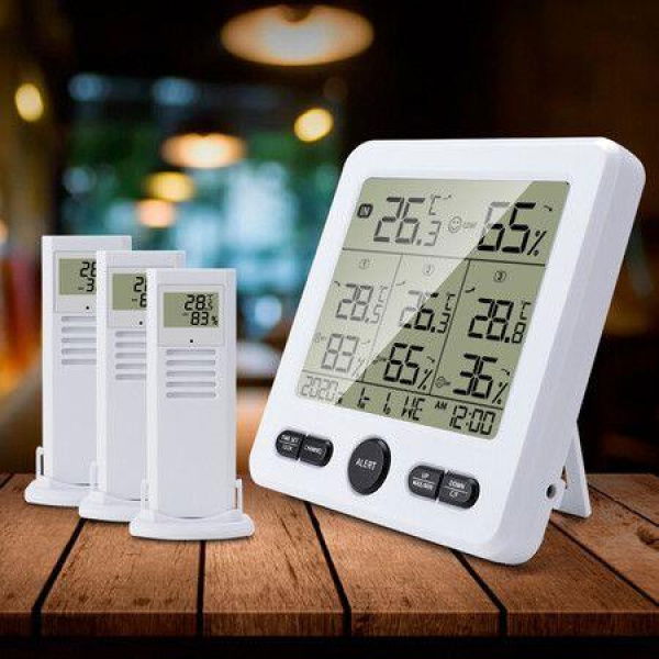 3 In 1 Wireless Thermometer Hygrometer Indoor Outdoor Temperature Gauges With AlarmHumidity Meter