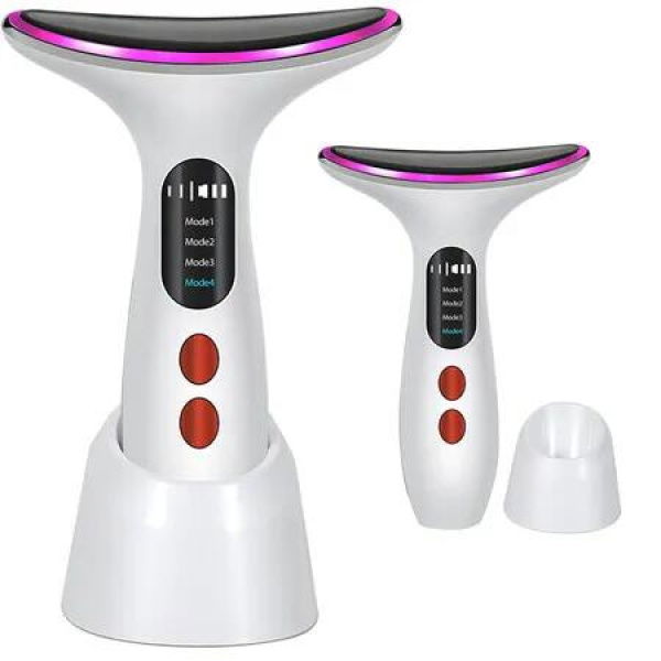 3 in1 Beauty Massager for Face and Neck, Vibrating Facial Massager with Heat, Vibration and LED for Skin Improve