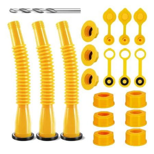 3 Kit Gas Can Spout Replacement, Anti Spill Gas Can Nozzle Replacement, Fit for Most 12/5/10 Gal Can