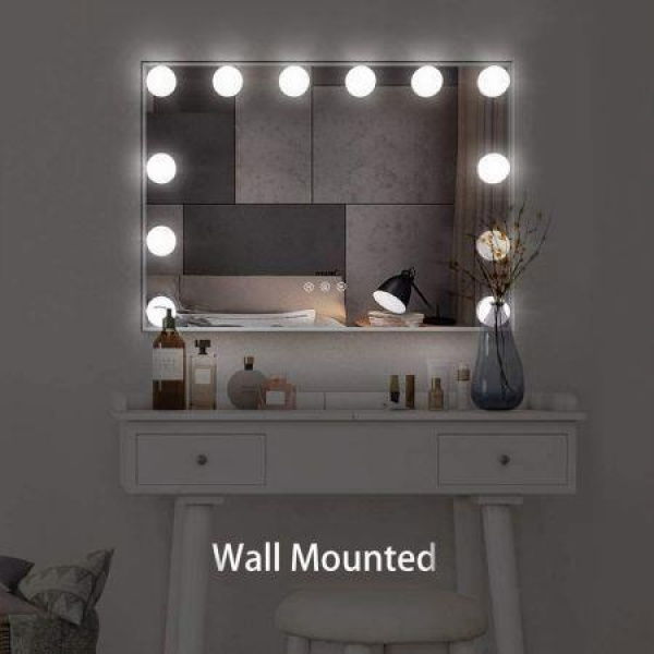 3 Light Color Hollywood Make Up Vanity Mirror Adjustable Warm YellowDaylightCool White Brightness