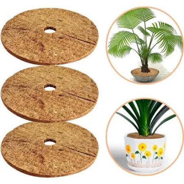 3 Pack Coconut Fiber Protective Mats, 14 Inch Coconut Tree Protection Coconut Tree Ring Mats, Tree Disc Plant Cover for Indoor or Outdoor