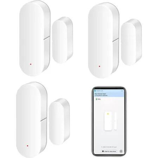 3 Pack Wireless Window Sensor with App Notification Alert, Contact Sensor for Home Security, Compatible with Alexa Google Assistant