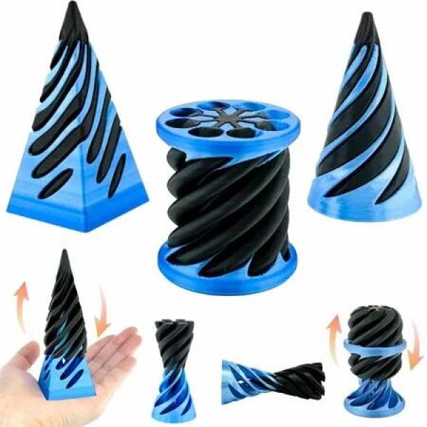 3 Packs Impossible Cone,Spiral Cone Fidget Toy Impossible Pyramid Passthrough Toy,3D Printed Spiral Cone Fidget Toy,Desktop Deco Souvenir Gift