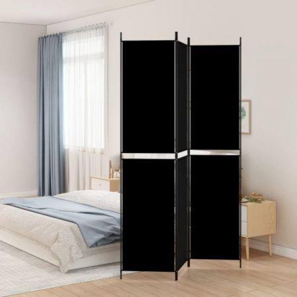 3-Panel Room Divider Black 150x220 Cm Fabric