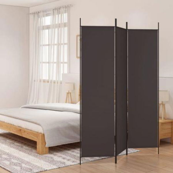 3-Panel Room Divider Brown 150x200 Cm Fabric