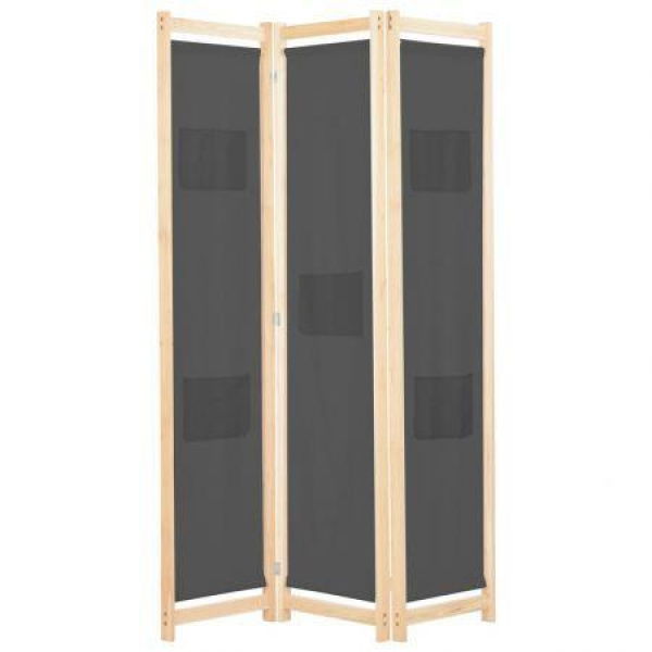 3-Panel Room Divider Grey 120x170x4 Cm Fabric